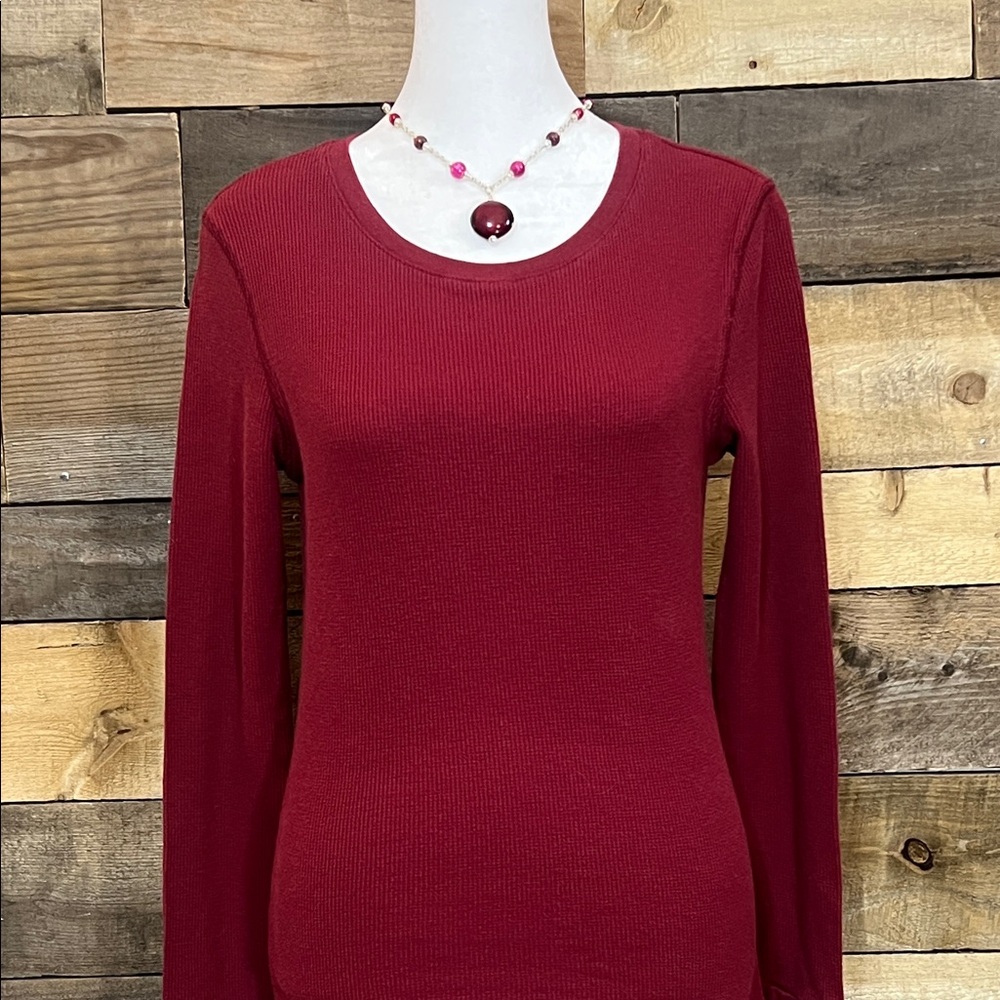 Long Sleeve Scoop Neck Burgundy Shirt